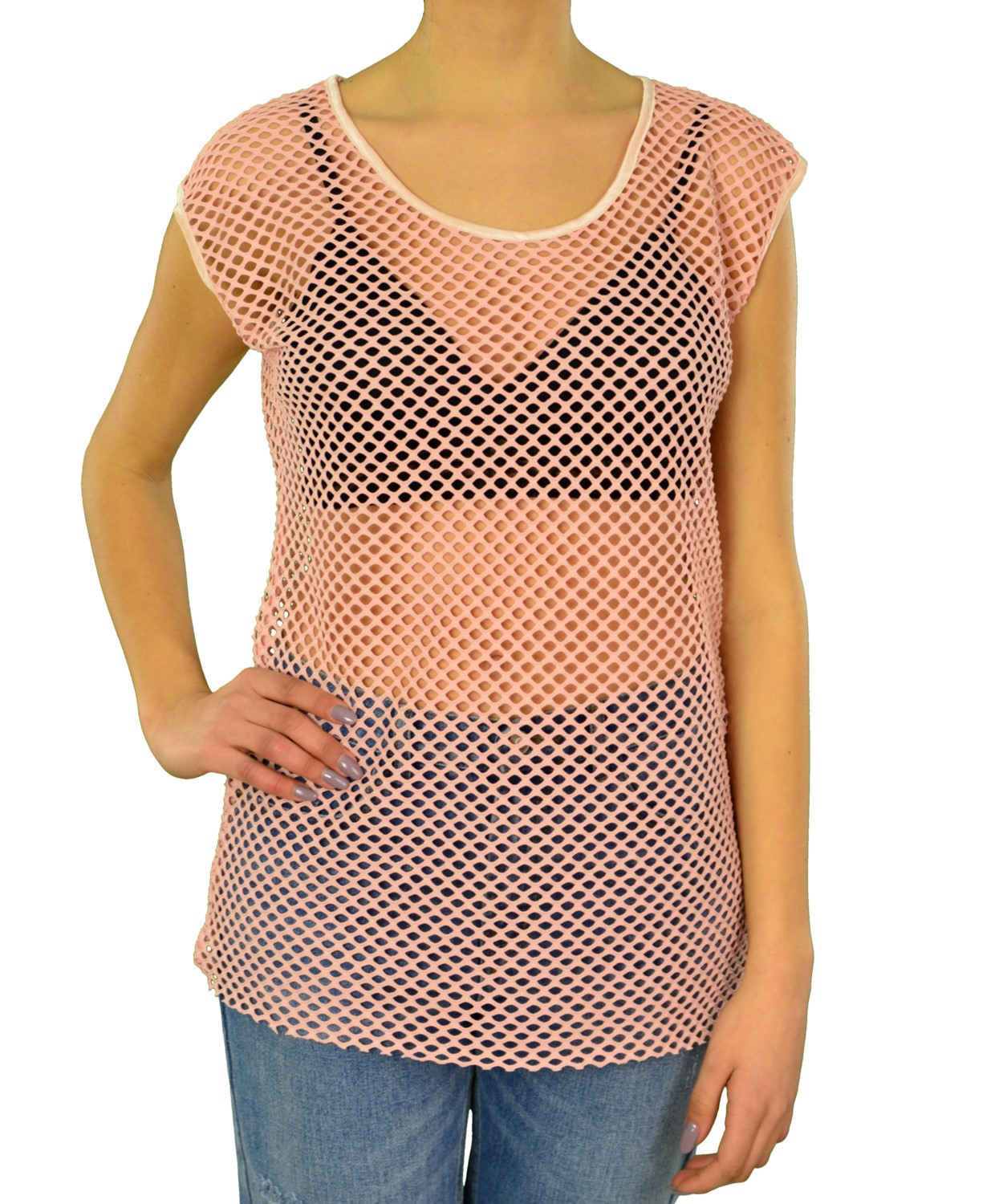 Γυναικεία μπλούζα HG ροζ διάτρητη 110317